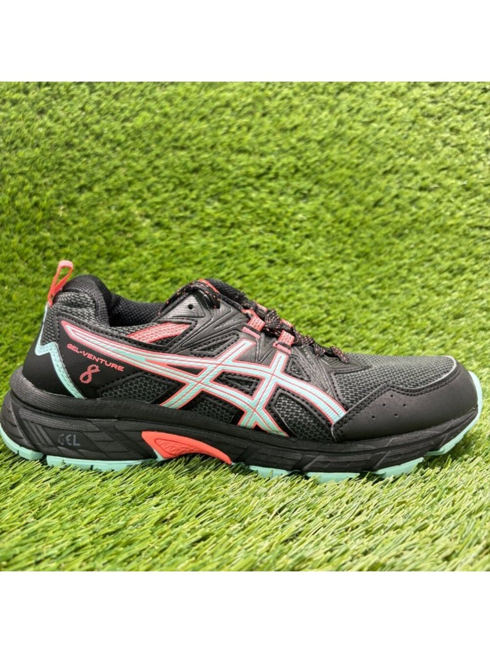 Asics Gel Venture 8 Womens Size 9.5D Black Pink Athletic Running Shoes Sneakers